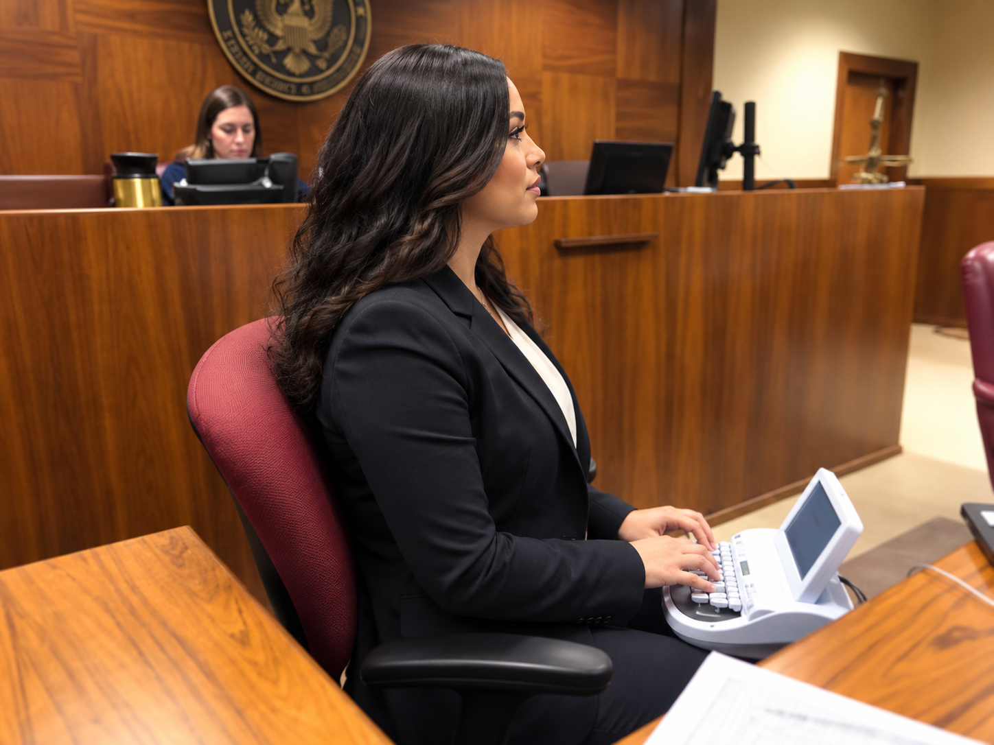Court reporter in action