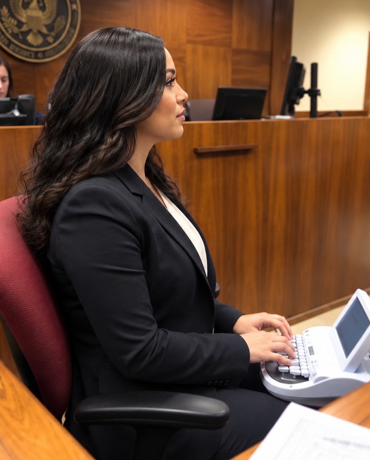 Attorney reviewing a deposition transcript