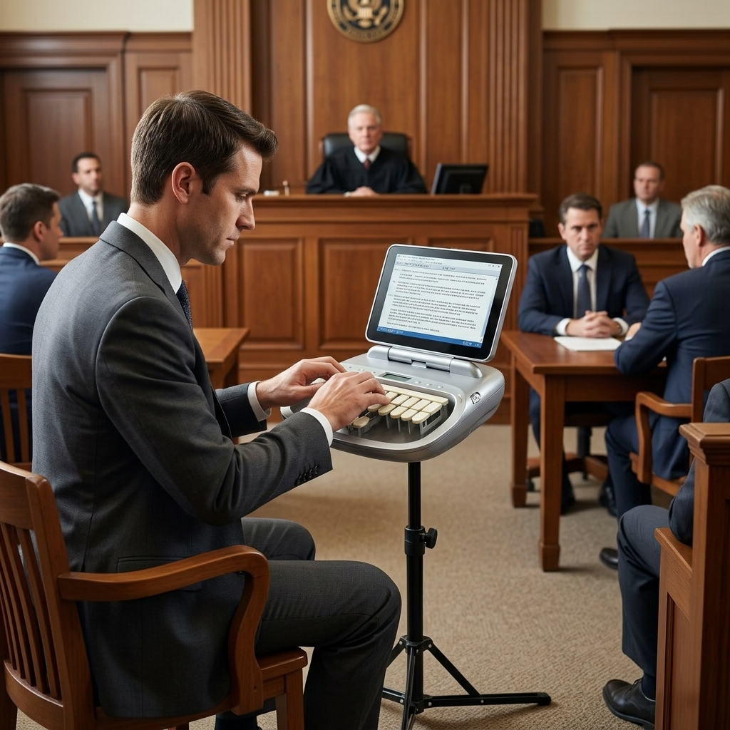 Courtroom prepared for proceeding